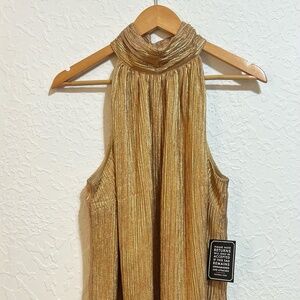 NWT Womens Halter Top Glitter Gold Nico Blue XXL Travel Preppy
